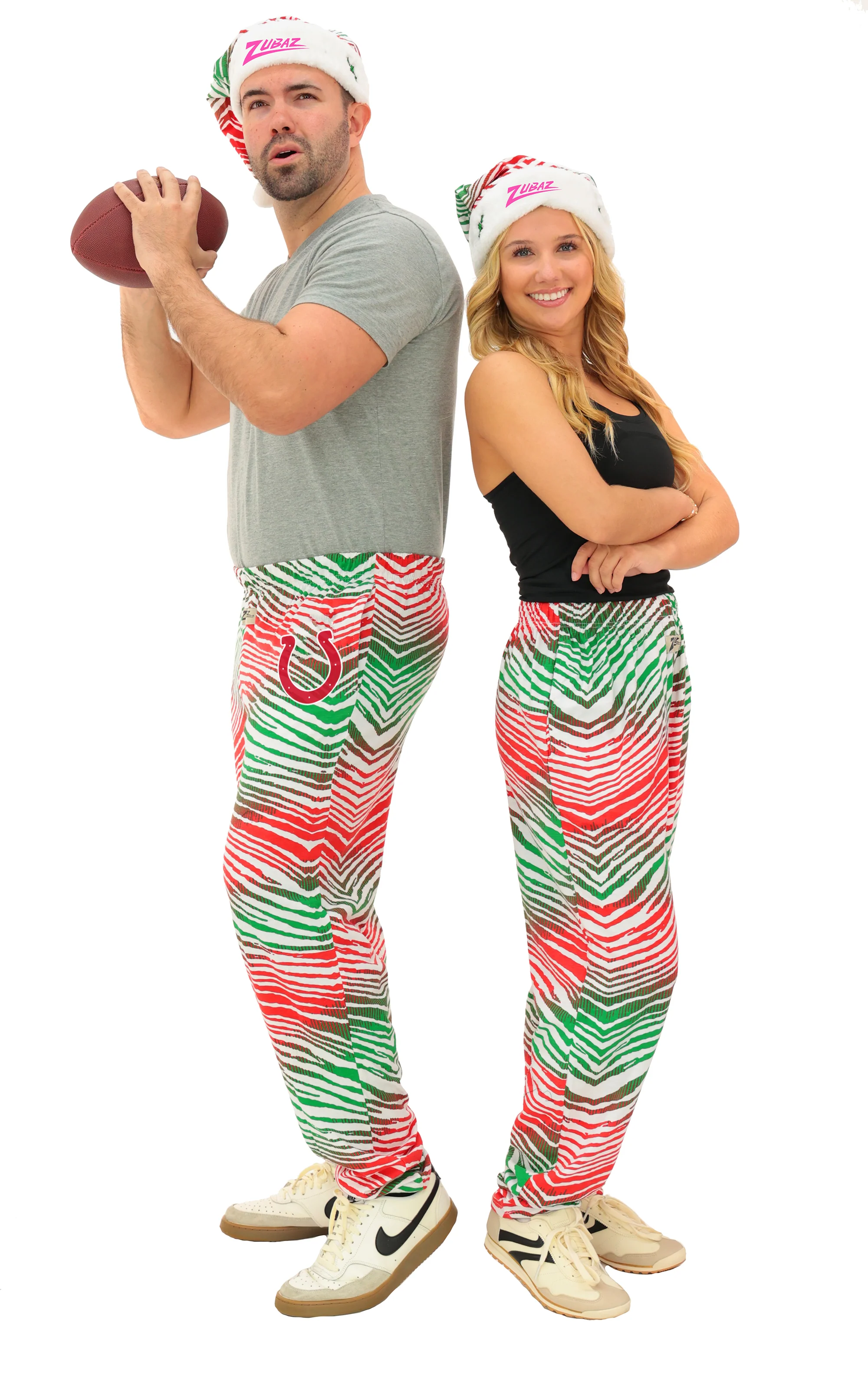 Zubaz NFL Adult Unisex Z88 Embroidered Holiday Ombre Pants, Indianapolis Colts
