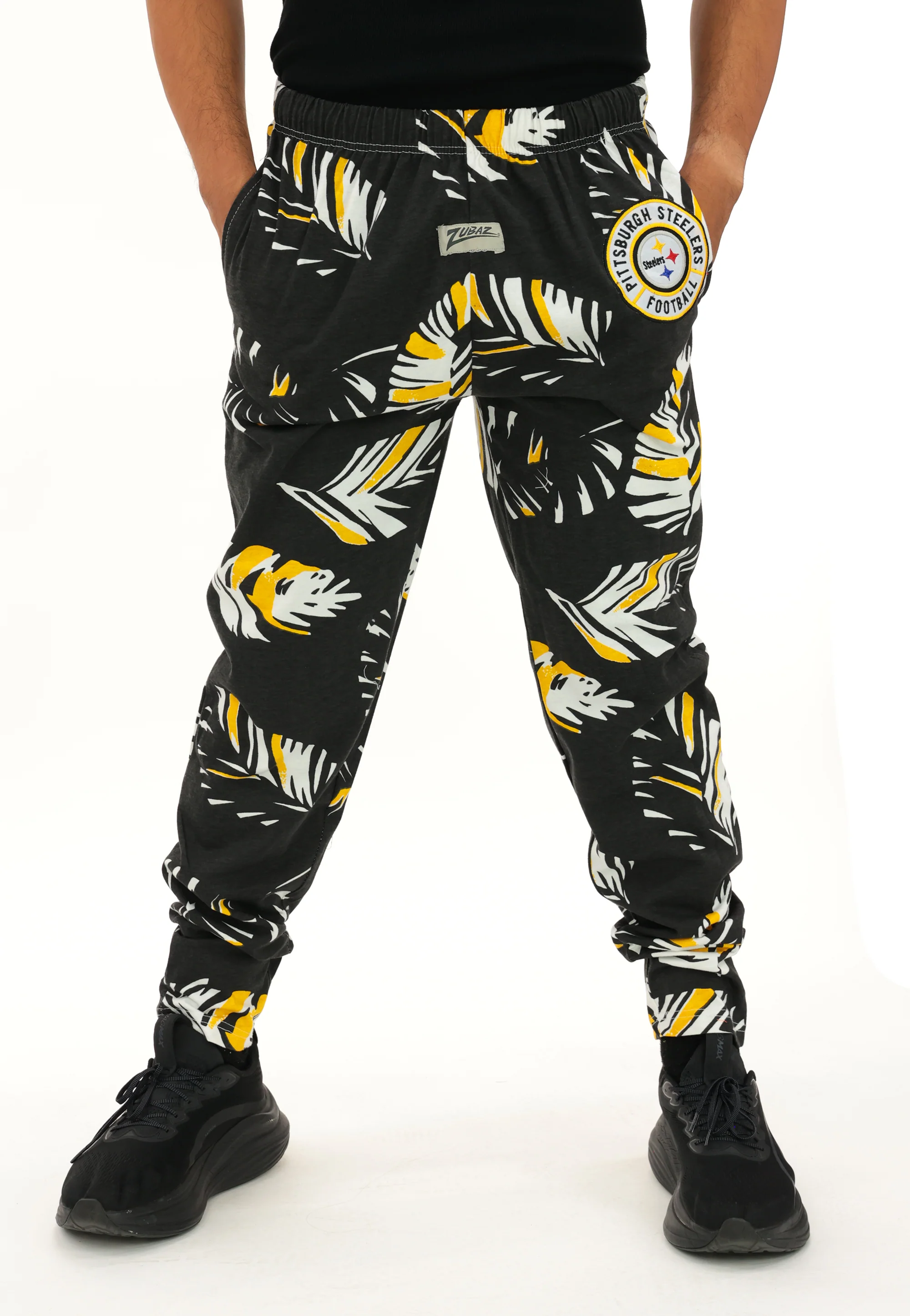 Zubaz NFL Adult Unisex Z88 Embroidered Leaf 3 Color Pants, Pittsburgh Steelers - Image 57