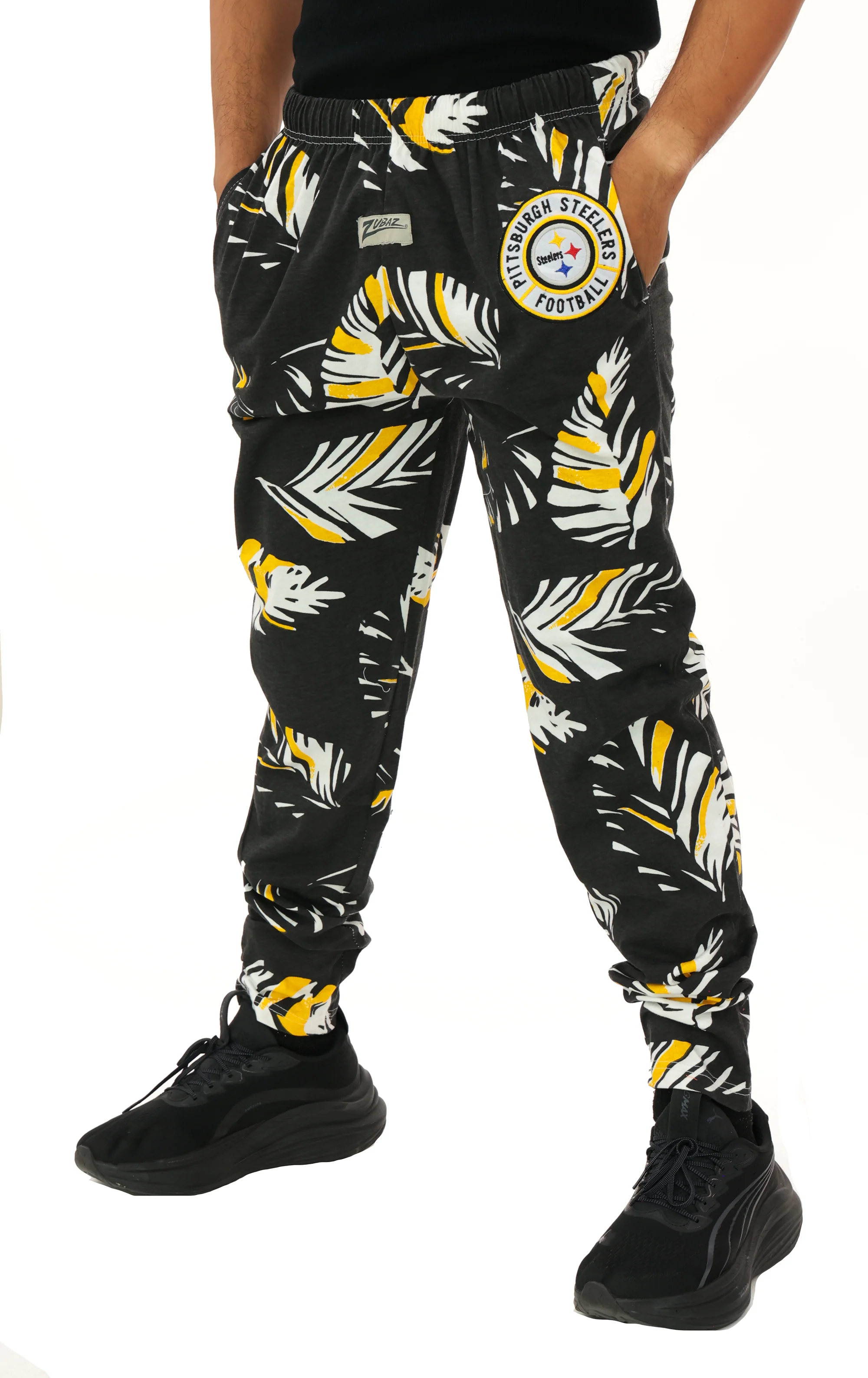 Zubaz NFL Adult Unisex Z88 Embroidered Leaf 3 Color Pants, Pittsburgh Steelers - Image 63