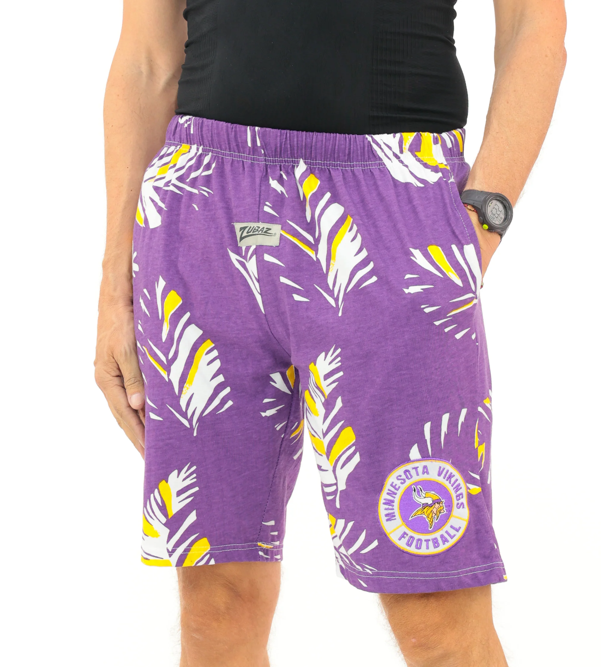 Zubaz NFL Adult Unisex Z88 Embroidered Leaf 3 Team Color Shorts, Minnesota Vikings - Image 64