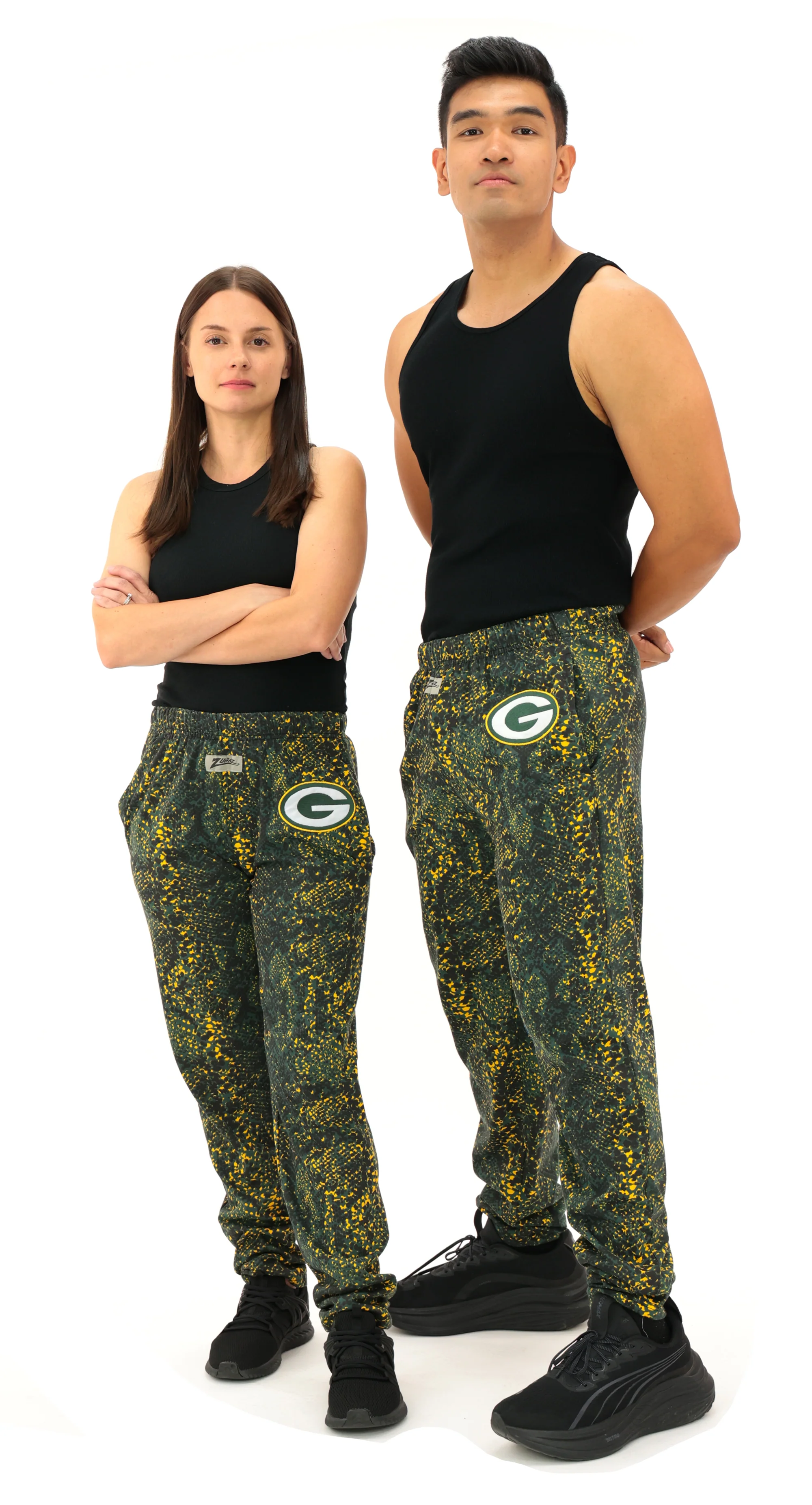 Zubaz NFL Adult Unisex Z88 Embroidered Post Pattern Pant, Green Bay Packers, X-Small