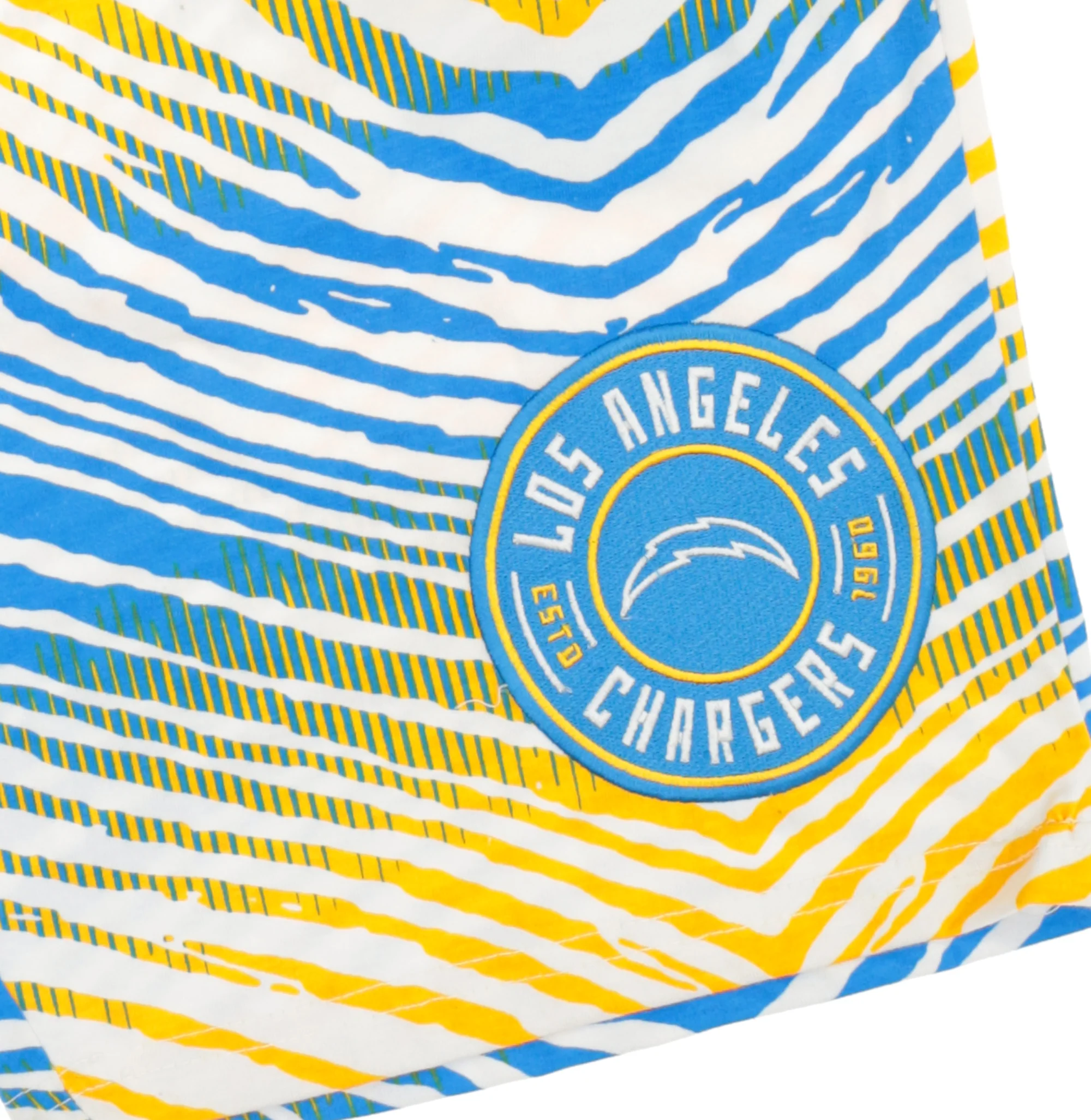 Zubaz NFL Adult Unisex Z88 Embroidered Zebra Ombre TMC Shorts, Los Angeles Chargers - Image 6