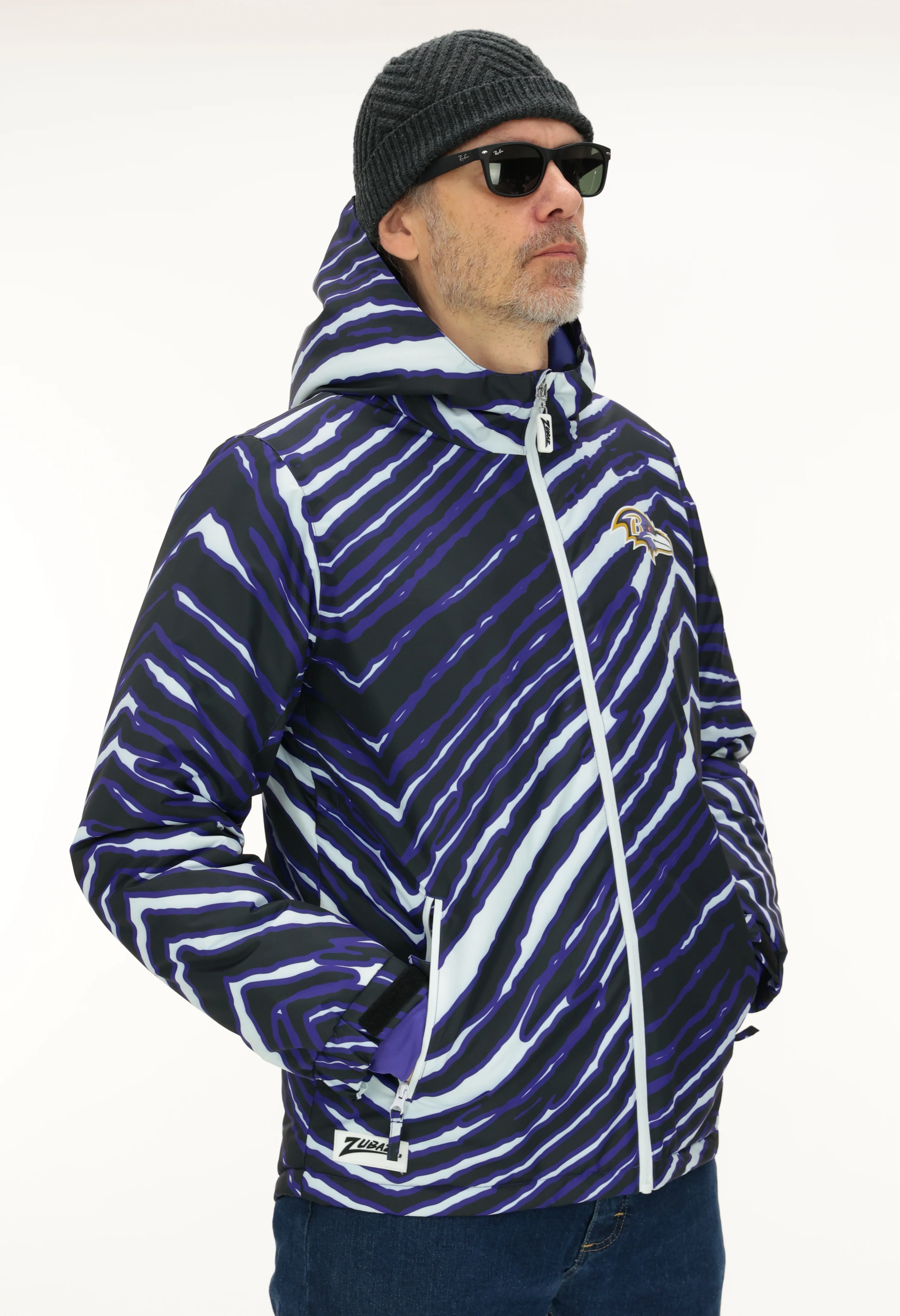 Zubaz NFL Adult Unisex Zebra Team Color Bleacher Blazer Snow Jacket, Baltimore Ravens - Image 3