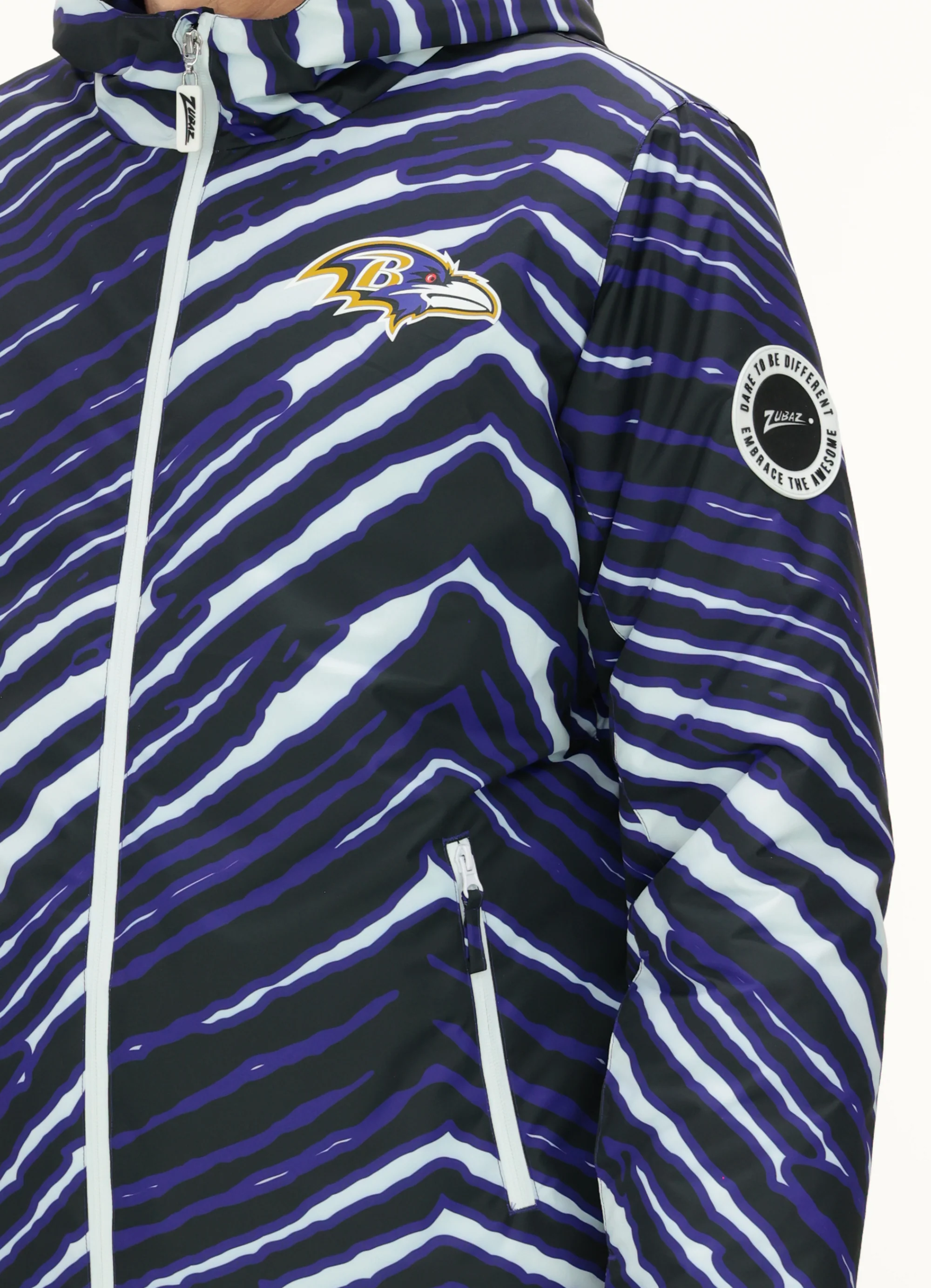 Zubaz NFL Adult Unisex Zebra Team Color Bleacher Blazer Snow Jacket, Baltimore Ravens - Image 4