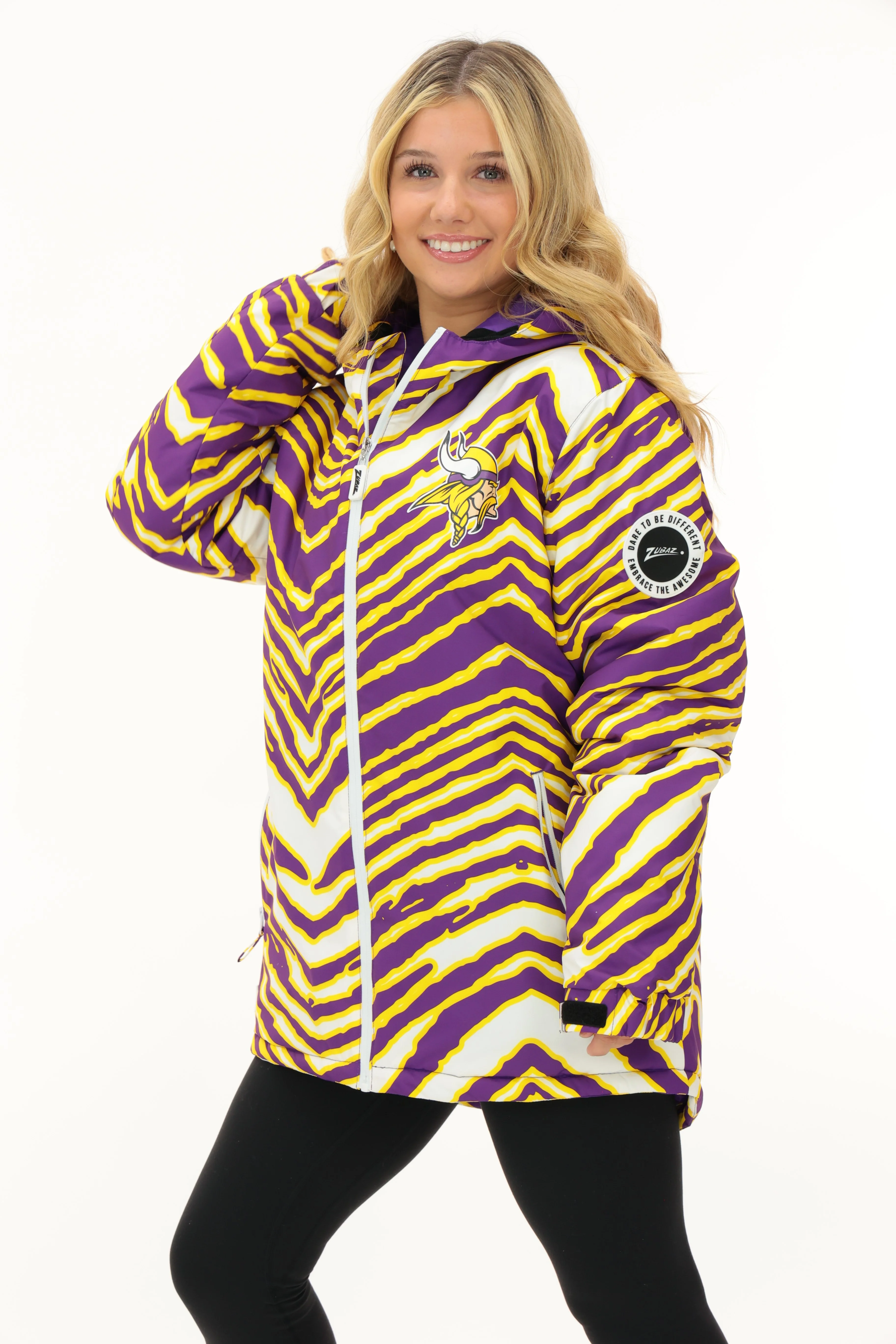 Zubaz NFL Adult Unisex Zebra Team Color Bleacher Blazer Snow Jacket, Green Bay Packers - Image 2