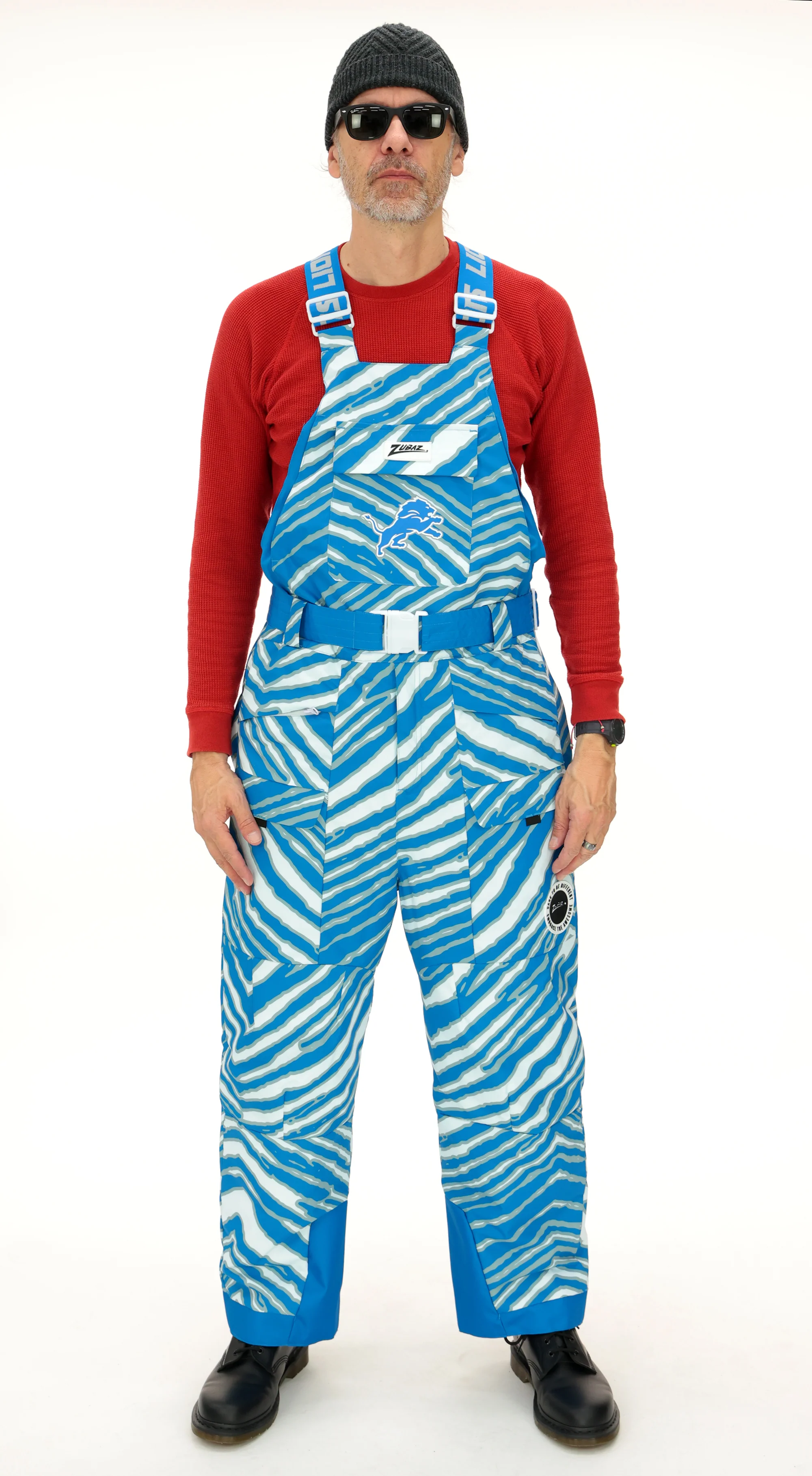 Zubaz NFL Adult Unisex Zebra Team Color Blizzard Snow Bib, Detroit Lions - Image 4