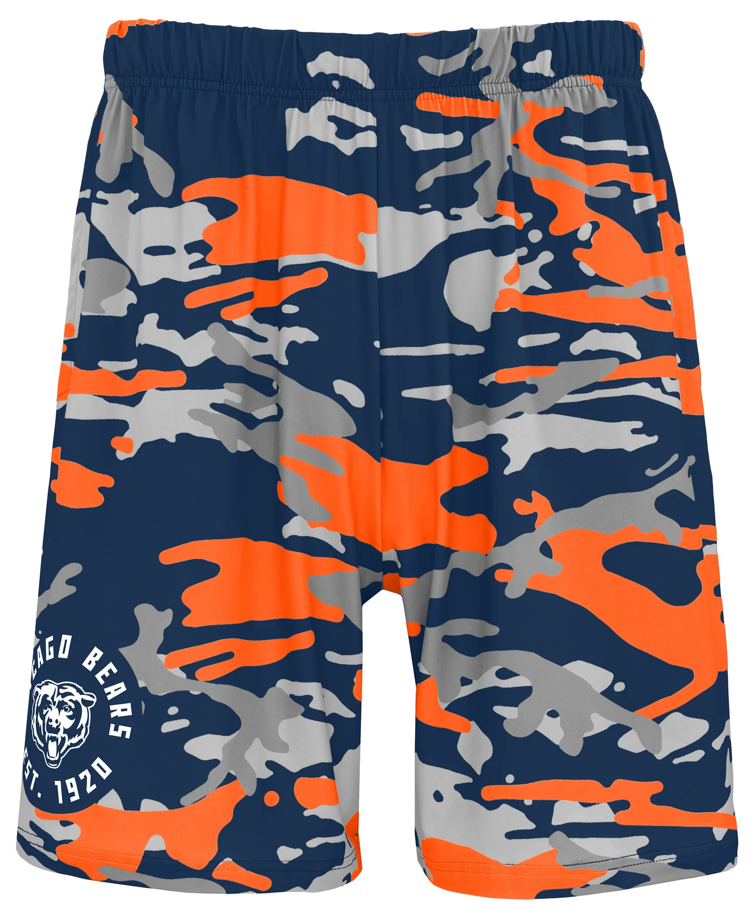 Zubaz NFL Men's 7in Alternate Camo Established Block Text Shorts, Chicago Bears