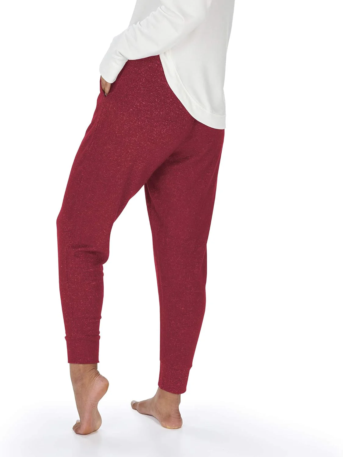Zubaz NFL ARIZONA CARDINALS MARLED MAROON WOMENS SOFT JOGGER W/ VERTICAL GRAPHIC - Image 4