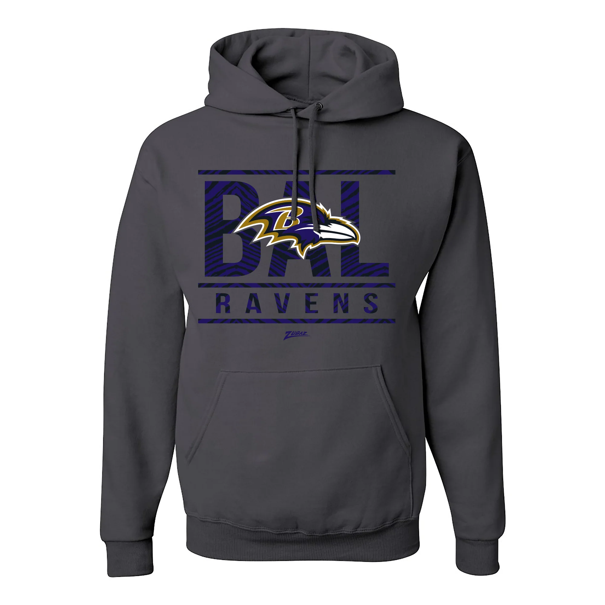 Zubaz NFL Baltimore Ravens Unisex Pullover Fleece Hoodie for Adult Men and Women, Z2C Goal Line, Charcoal - Image 2