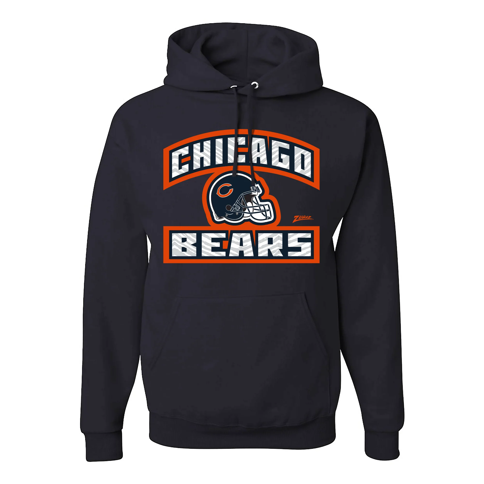 Zubaz NFL Chicago Bears Unisex Pullover Fleece Hoodie for Adult Men and Women, Z2T Helmet Outline, Black - Image 2