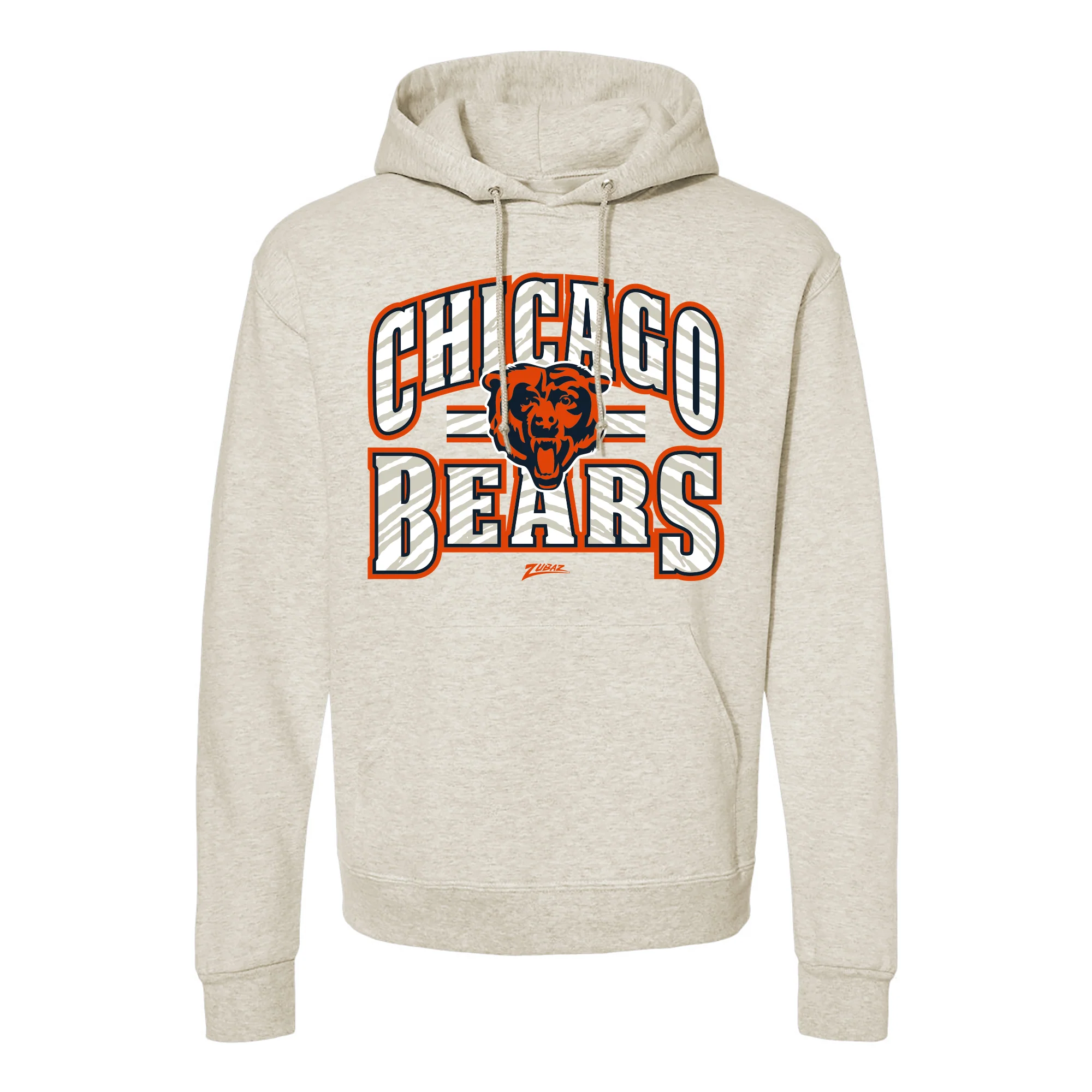 Zubaz NFL Chicago Bears Unisex Pullover Fleece Hoodie for Adult Men and Women, Z2T Kickoff, Oatmeal Heather