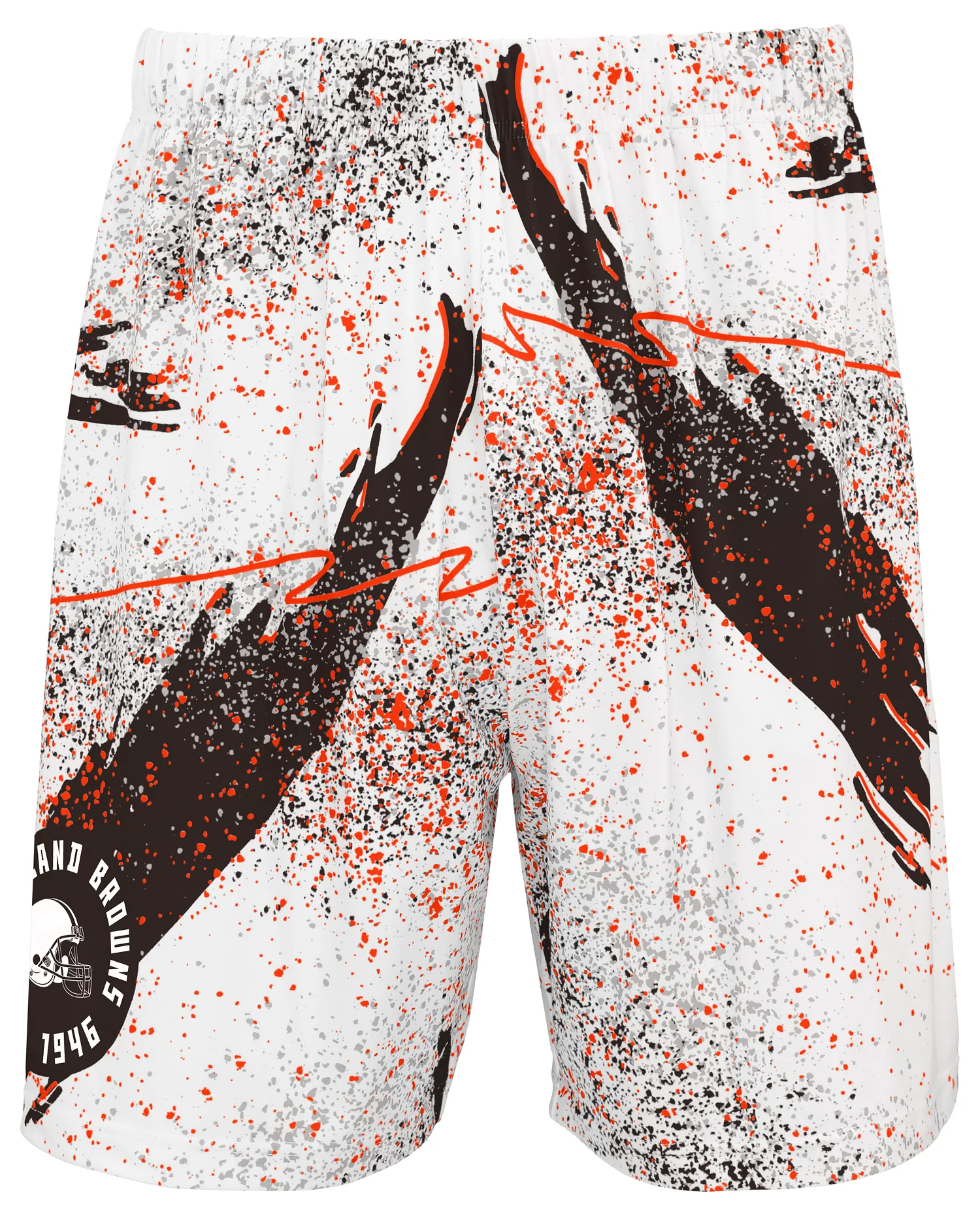 Zubaz NFL Men's 7in Confetti Overtime Block Text Shorts, Cleveland Browns