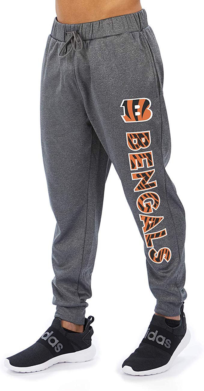Zubaz NFL Football Men’s Cincinnati Bengals Gameday Zebra Wordmark Poly Fleece Jogger Pant - Image 4