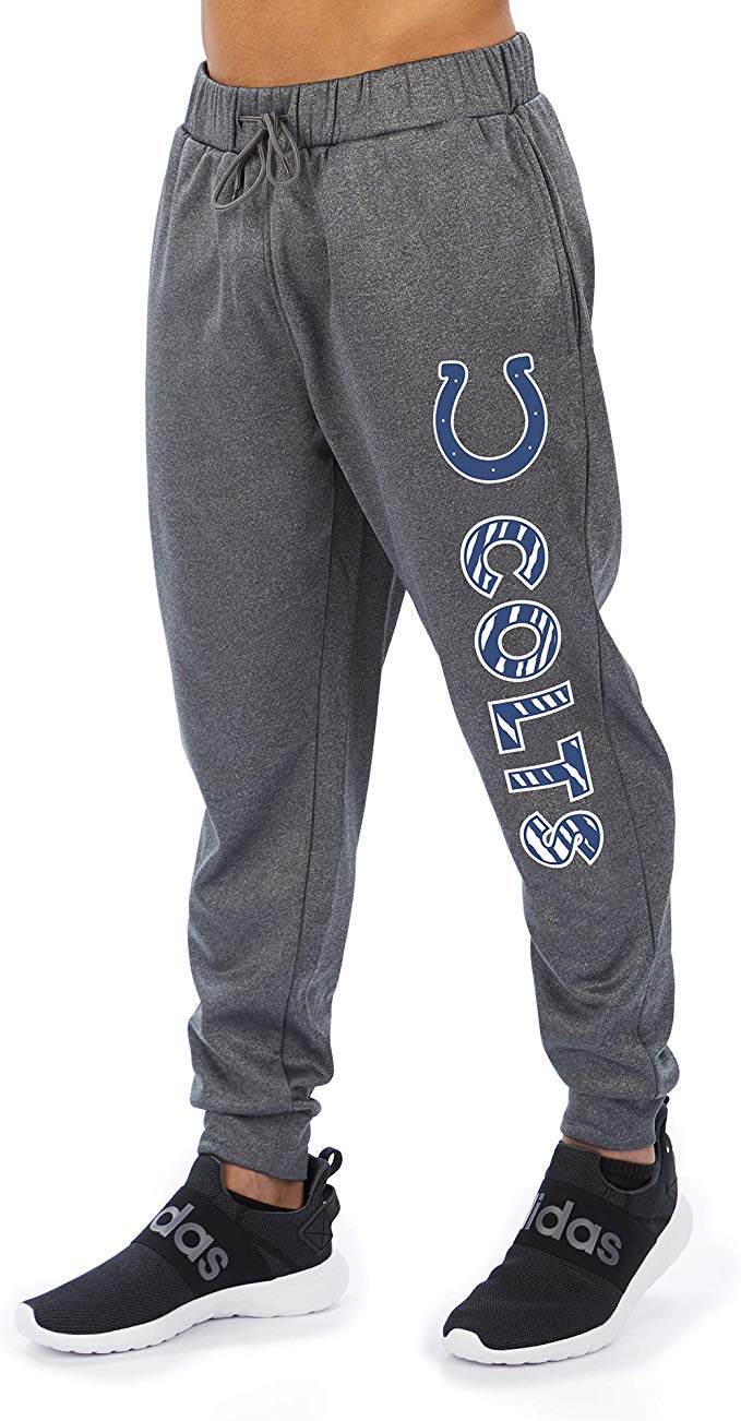 Zubaz NFL Football Men’s Indianapolis Colts Gameday Zebra Wordmark Poly Fleece Jogger Pant - Image 5