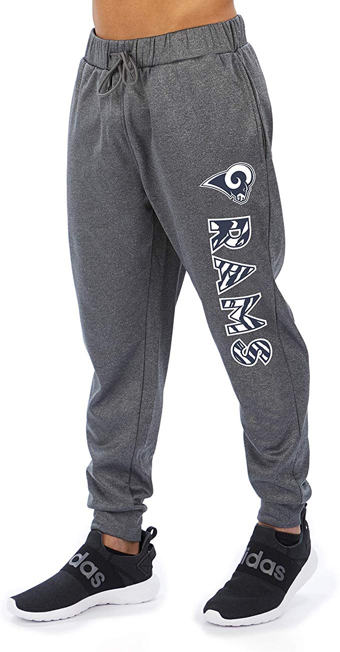Zubaz NFL Football Men’s Los Angeles Rams Gameday Zebra Wordmark Poly Fleece Jogger Pant - Image 4