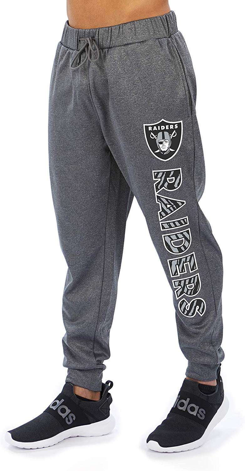 Zubaz NFL Football Men’s Oakland Raiders Gameday Zebra Wordmark Poly Fleece Jogger Pant - Image 3