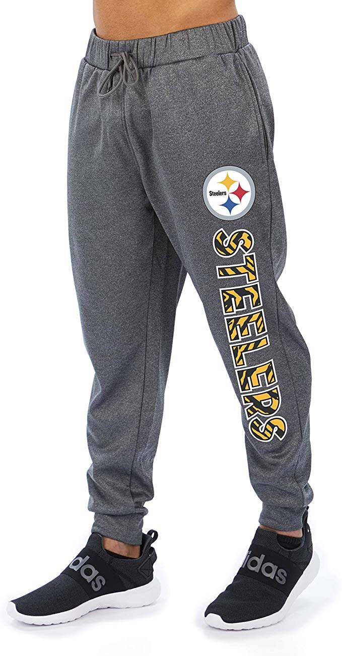 Zubaz NFL Football Men’s Pittsburgh Steelers Gameday Zebra Wordmark Poly Fleece Jogger Pant - Image 4
