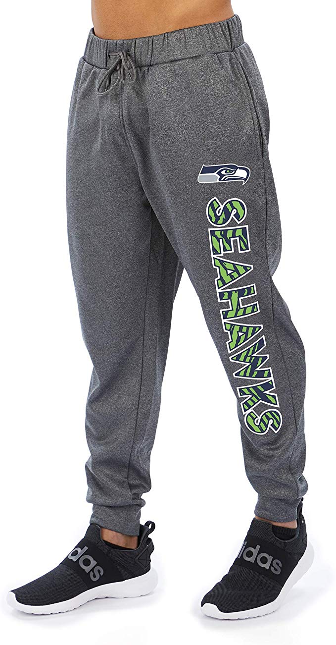 Zubaz NFL Football Men’s Seattle Seahawks Gameday Zebra Wordmark Poly Fleece Jogger Pant - Image 3