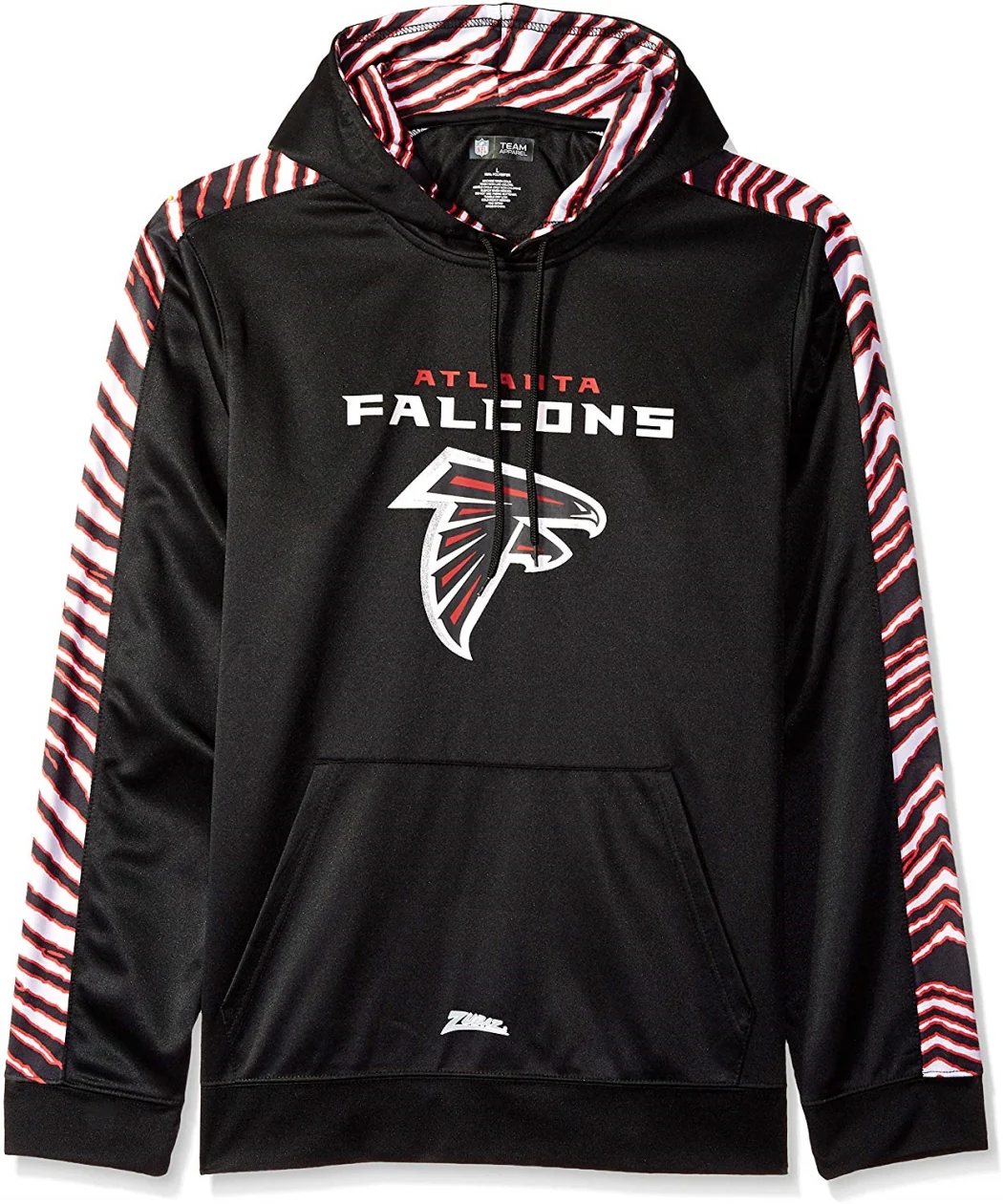 Zubaz NFL Football Men's Atlanta Falcons Zebra Accent Solid Hoodie - Image 6