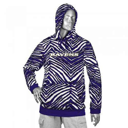 Zubaz NFL Football Men's Baltimore Ravens Zebra Print Touchdown Hoodie - Image 2