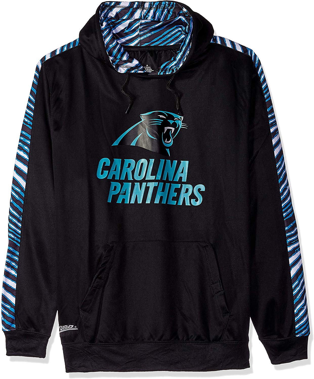 Zubaz NFL Football Men's Carolina Panthers Zebra Accent Solid Hoodie - Image 2