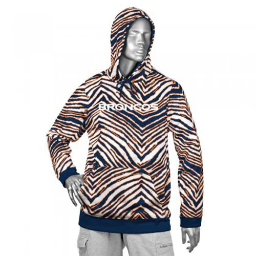 Zubaz NFL Football Men's Denver Broncos Zebra Print Touchdown Hoodie - Image 2