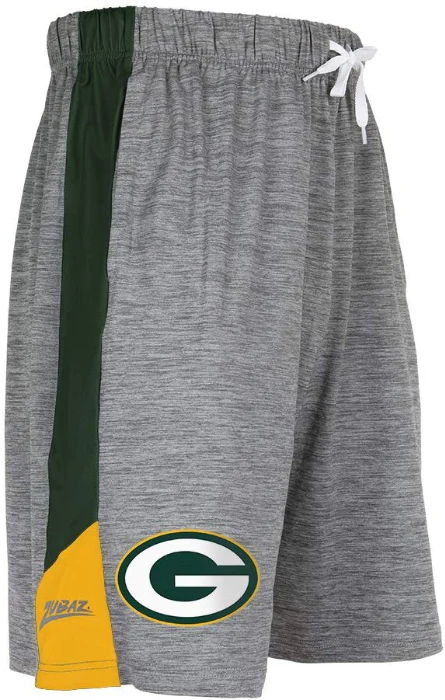 Zubaz NFL Football Men's Green Bay Packers Tonal Gray Space Dye W/Solid Stripe Shorts - Image 3