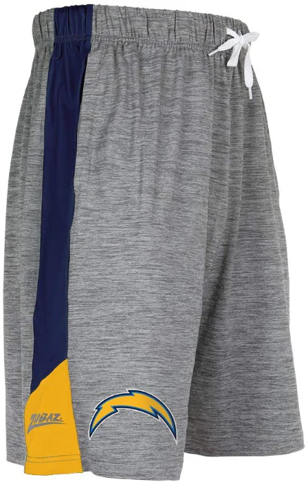 Zubaz NFL Football Men's Los Angeles Chargers Tonal Gray Space Dye W/Solid Stripe Shorts - Image 3