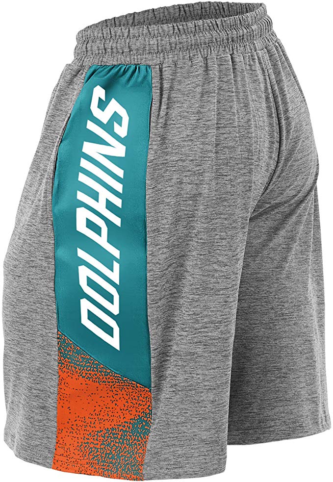 Zubaz NFL Football Mens Miami Dolphins Gray Space Dye Shorts - Image 2