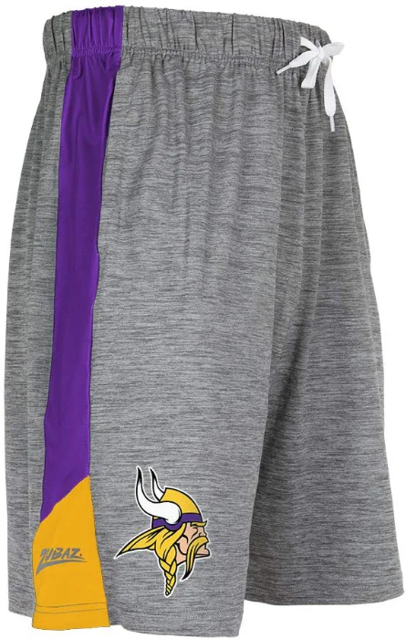 Zubaz NFL Football Men's Minnesota Vikings Tonal Gray Space Dye W/Solid Stripe Shorts - Image 5