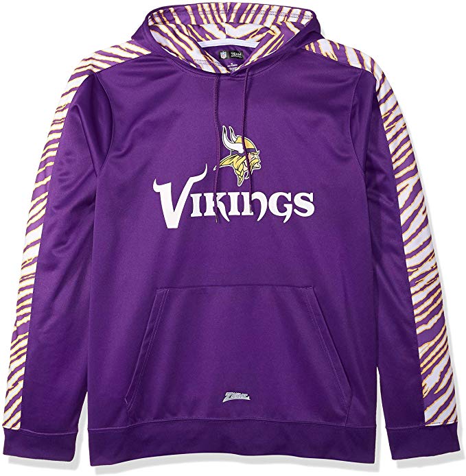 Zubaz NFL Football Men's Minnesota Vikings Zebra Accent Solid Hoodie - Image 3