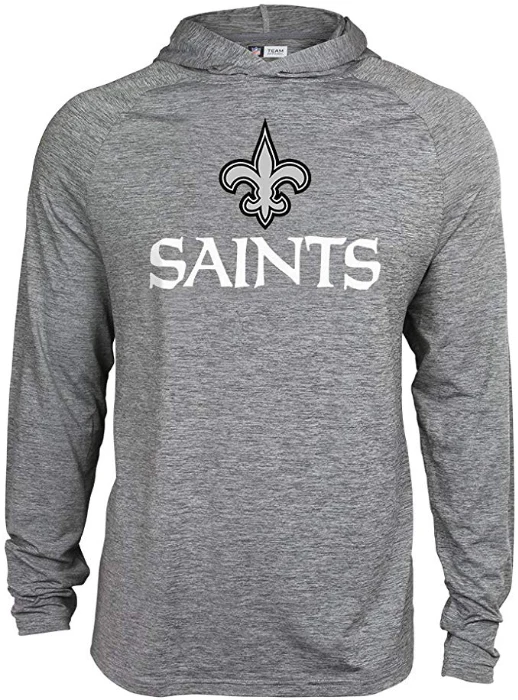 Zubaz NFL Football Men's New Orleans Saints Tonal Gray Lightweight Hoodie - Image 4