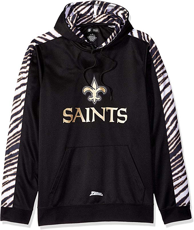 Zubaz NFL Football Men's New Orleans Saints Zebra Accent Solid Hoodie - Image 4