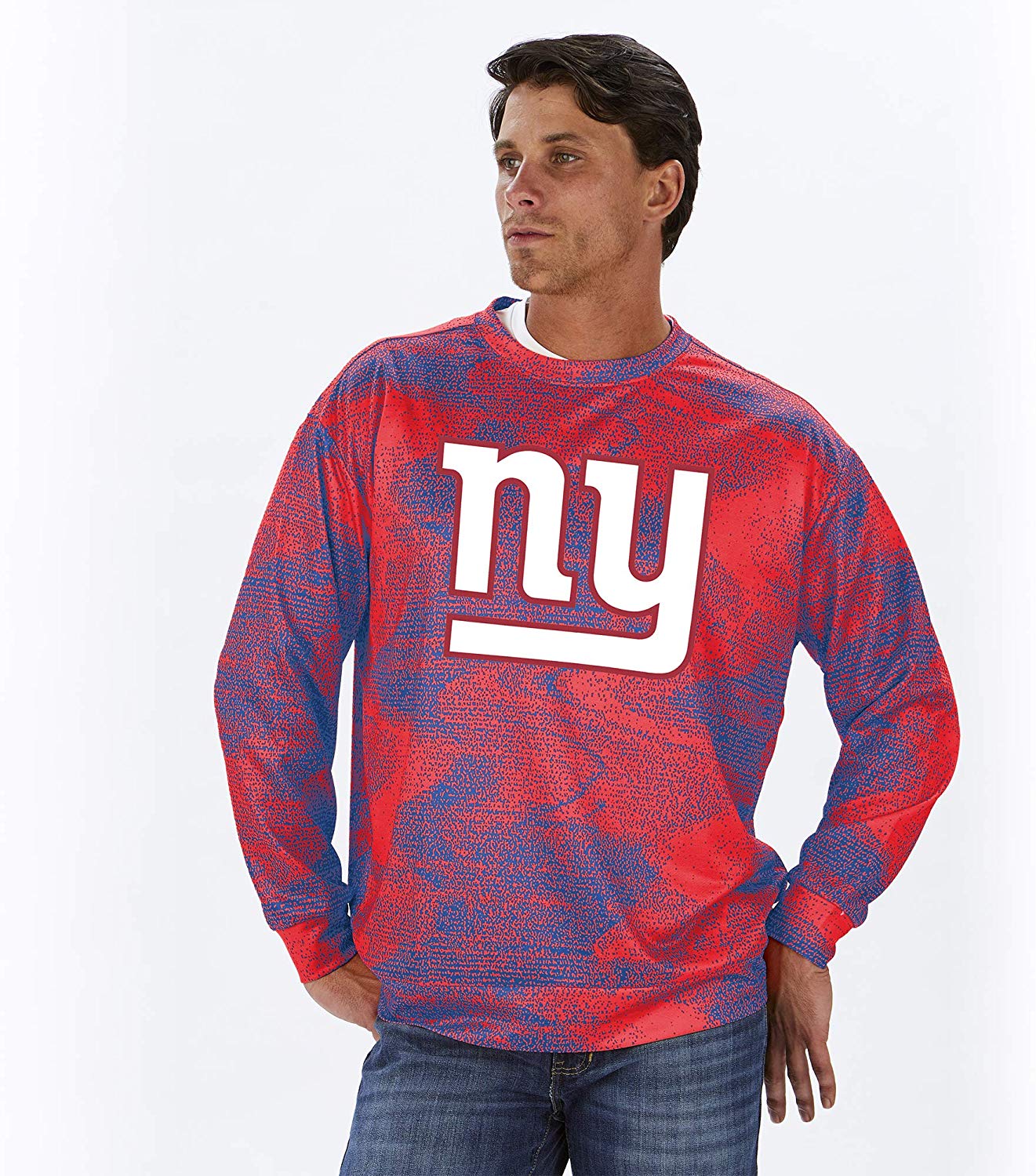 Zubaz NFL Football Men's New York Giants Static Crew Neck Sweatshirt - Image 3