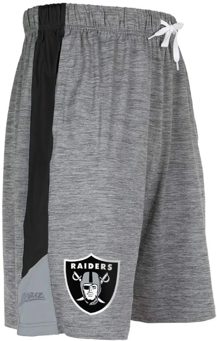 Zubaz NFL Football Men's Oakland Raiders Tonal Gray Space Dye W/Solid Stripe Shorts - Image 3