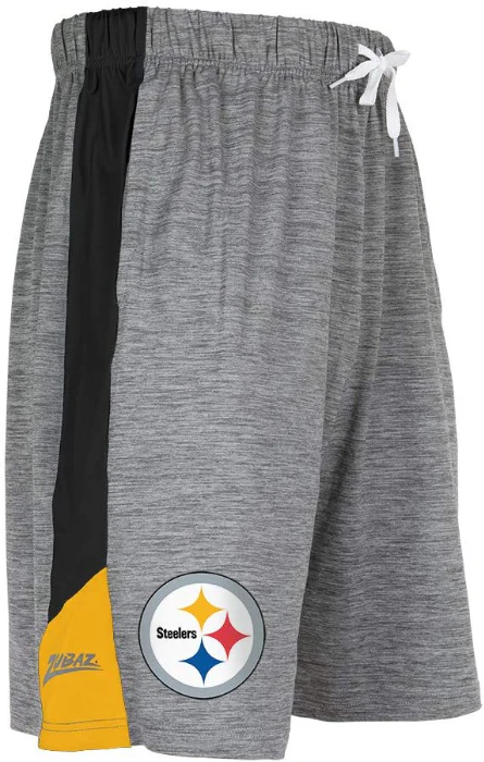 Zubaz NFL Football Men's Pittsburgh Steelers Tonal Gray Space Dye W/Solid Stripe Shorts - Image 3