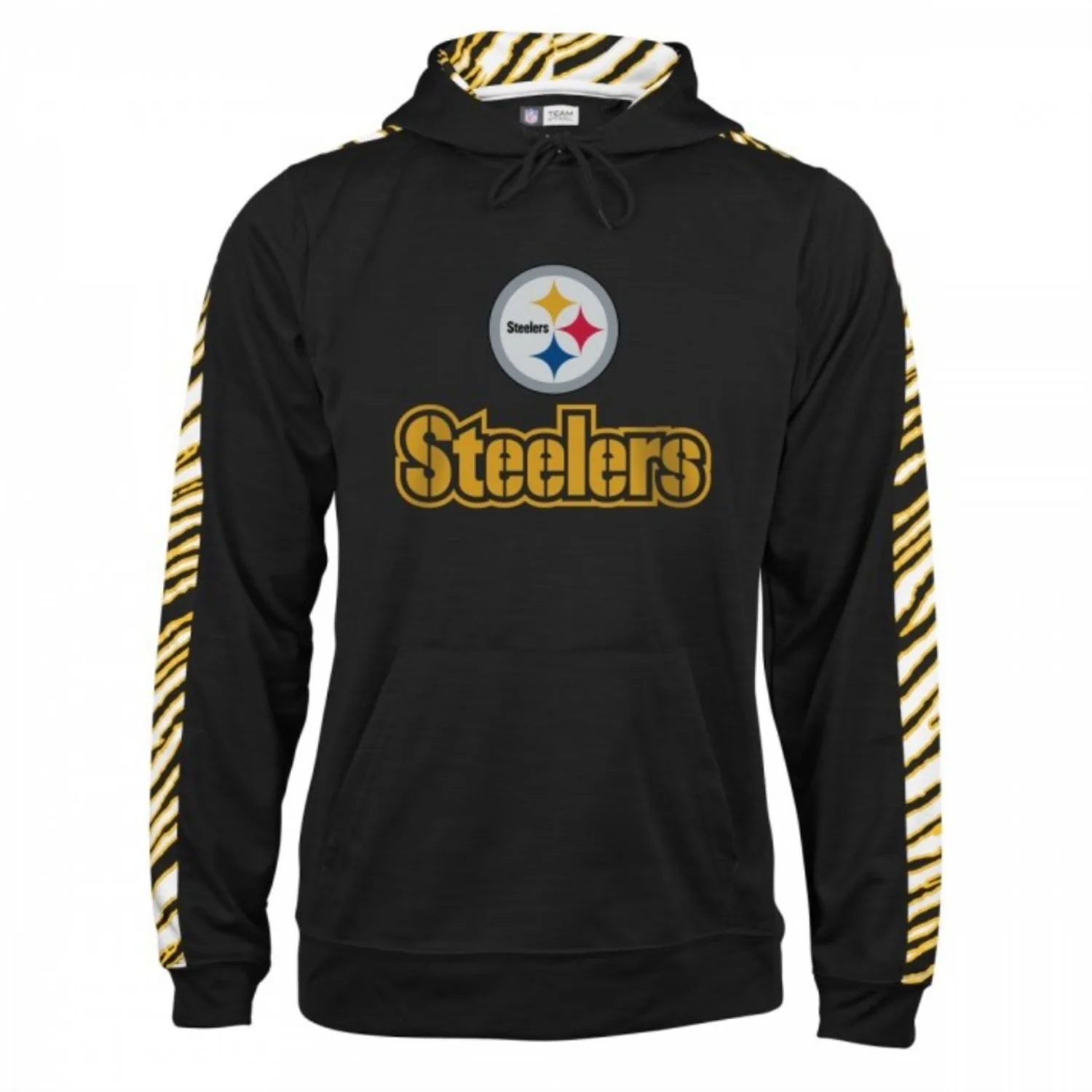 Zubaz NFL Football Men's Pittsburgh Steelers Zebra Accent Solid Hoodie - Image 5
