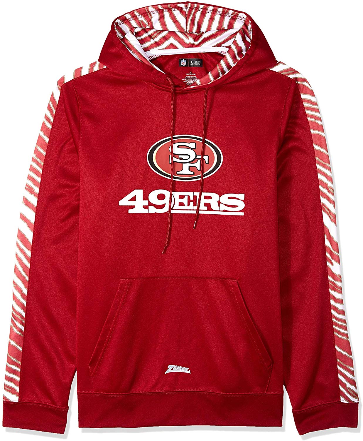 Zubaz NFL Football Men's San Francisco 49ers Zebra Accent Solid Hoodie - Image 5