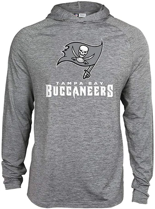 Zubaz NFL Football Men's Tampa Bay Buccaneers Tonal Gray Lightweight Hoodie - Image 5