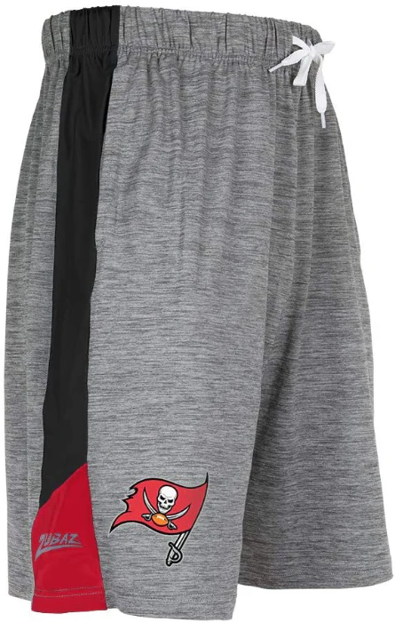 Zubaz NFL Football Men's Tampa Bay Buccaneers Tonal Gray Space Dye W/Solid Stripe Shorts - Image 6