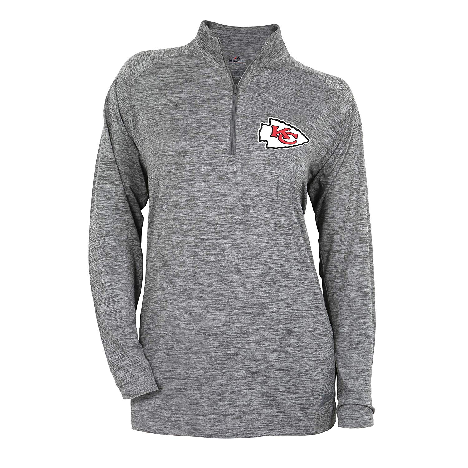 Zubaz NFL Football Women's Kansas City Chiefs Tonal Gray Quarter Zip Sweatshirt - Image 2