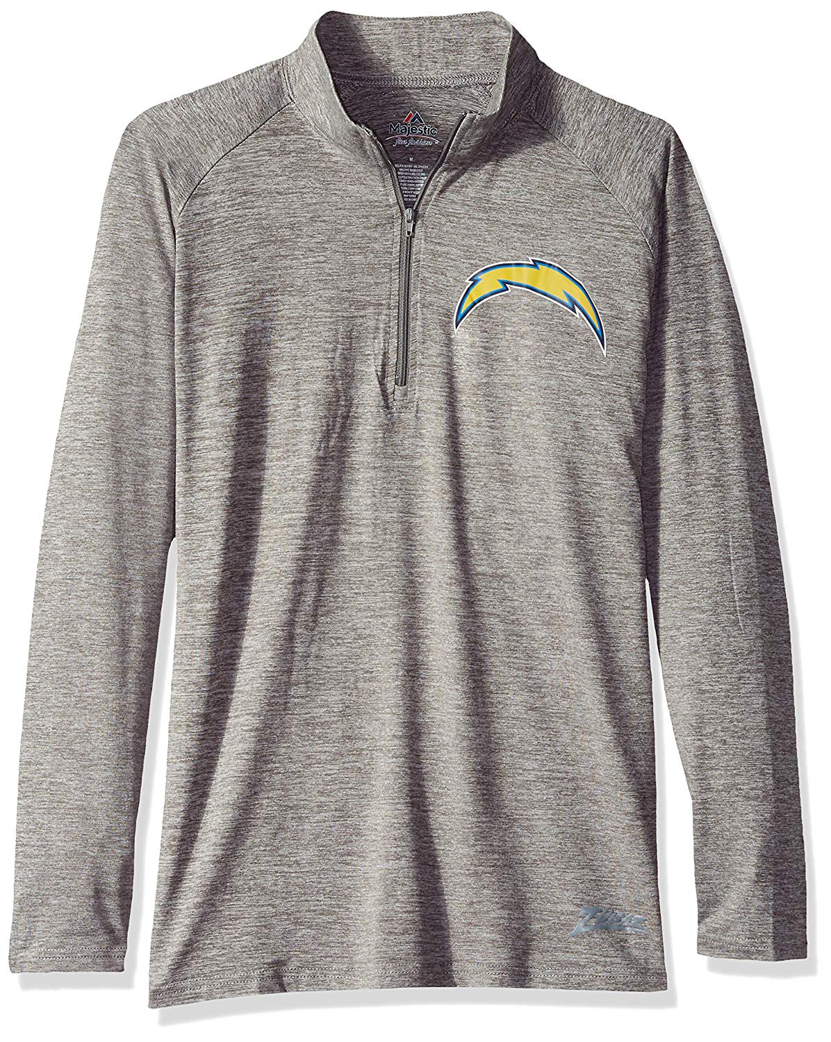 Zubaz NFL Football Women's Los Angeles Chargers Tonal Gray Quarter Zip Sweatshirt - Image 6