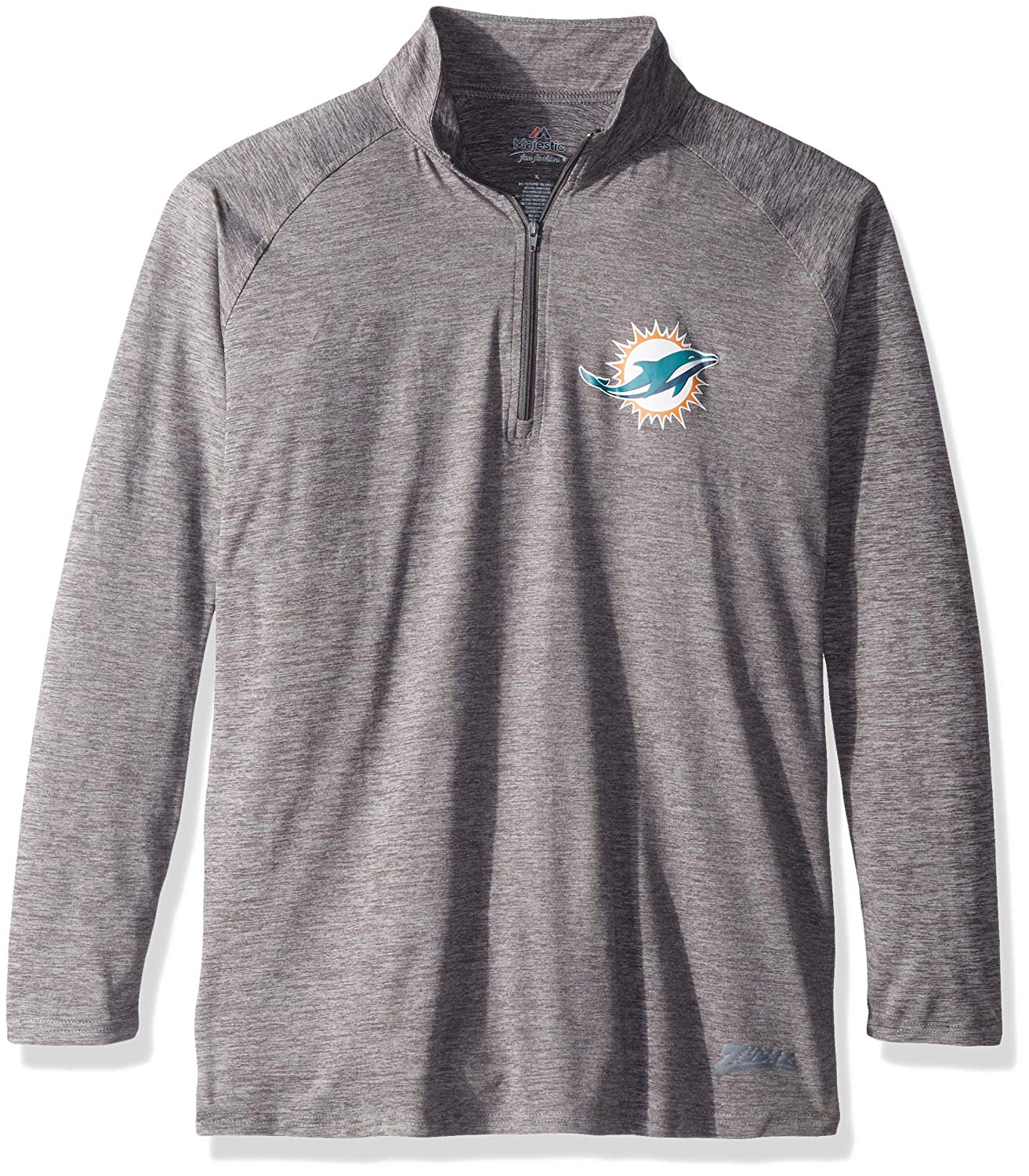 Zubaz NFL Football Women's Miami Dolphins Tonal Gray Quarter Zip Sweatshirt - Image 4