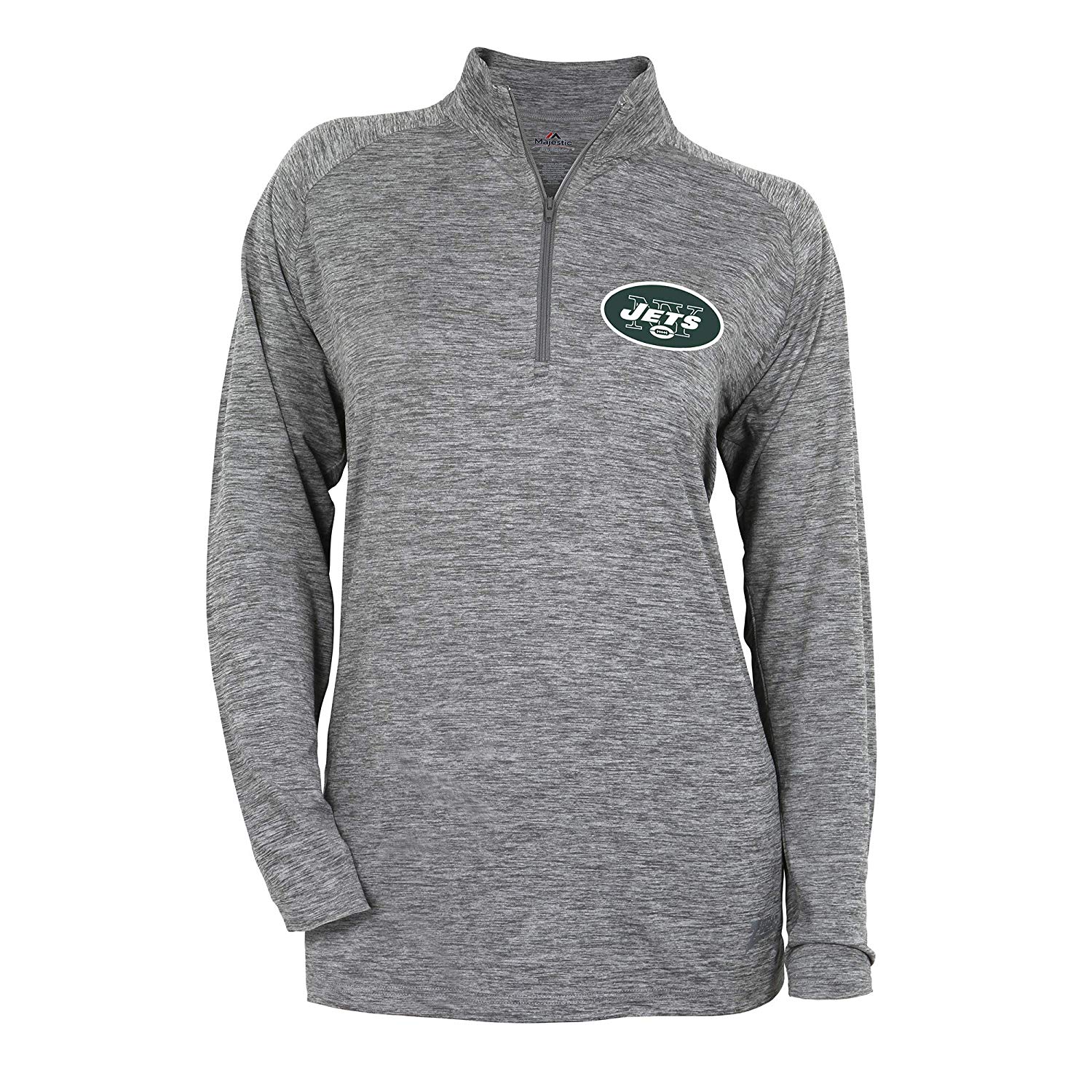 Zubaz NFL Football Women's New York Jets Tonal Gray Quarter Zip Sweatshirt - Image 5