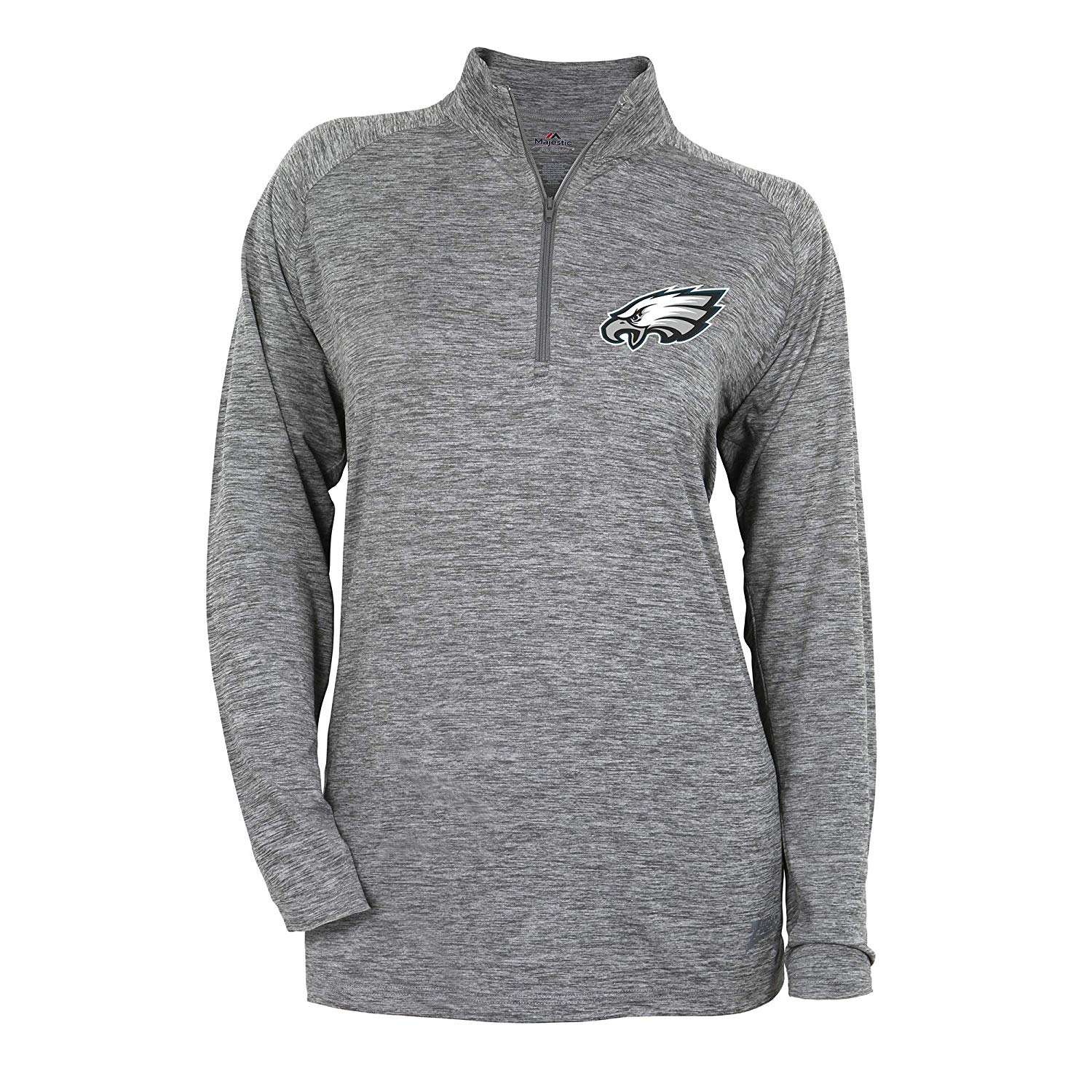 Zubaz NFL Football Women's Phildelphia Eagles Tonal Gray Quarter Zip Sweatshirt - Image 2