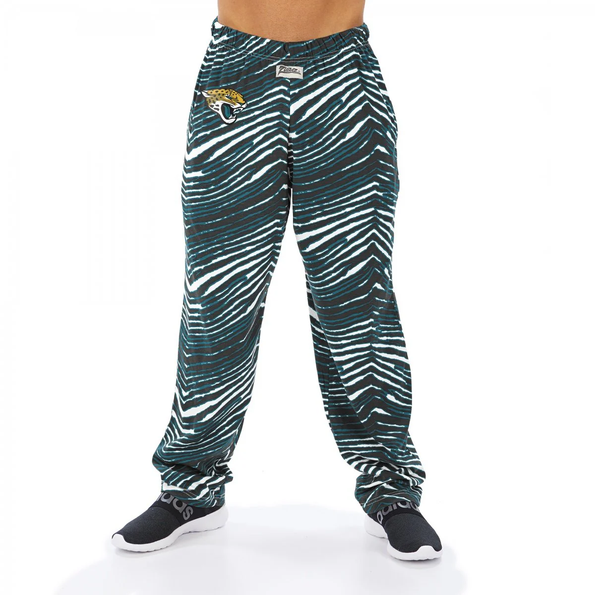 Zubaz NFL JACKSONVILLE JAGUARS SCREENPRINT LOGO BLACK/JAGUAR TEAL ZEBRA PANT Large - Image 2