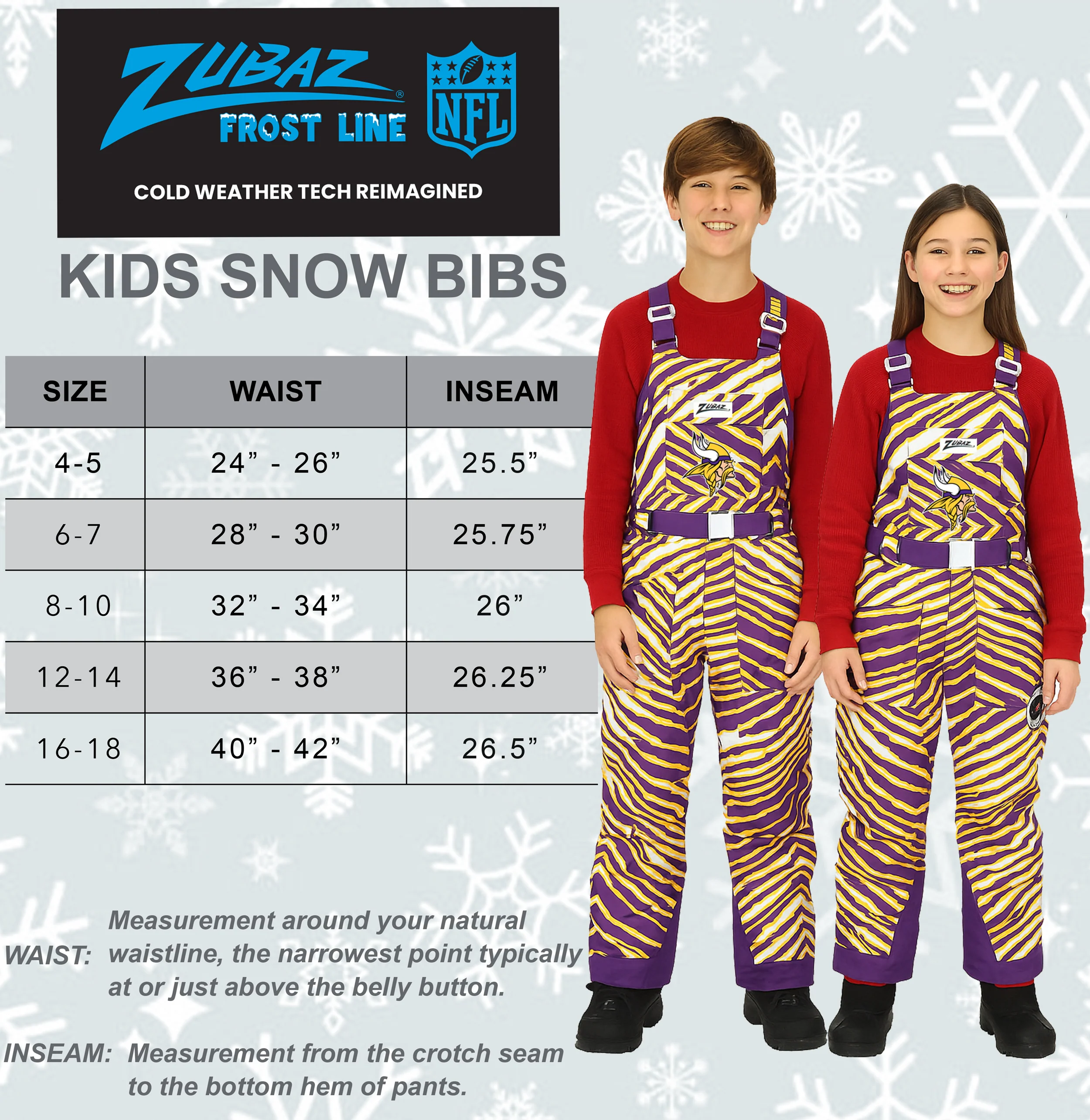 Zubaz NFL Kids Unisex Zebra Team Color Blizzard Snow Bib Jr, Washington Commanders - Image 5