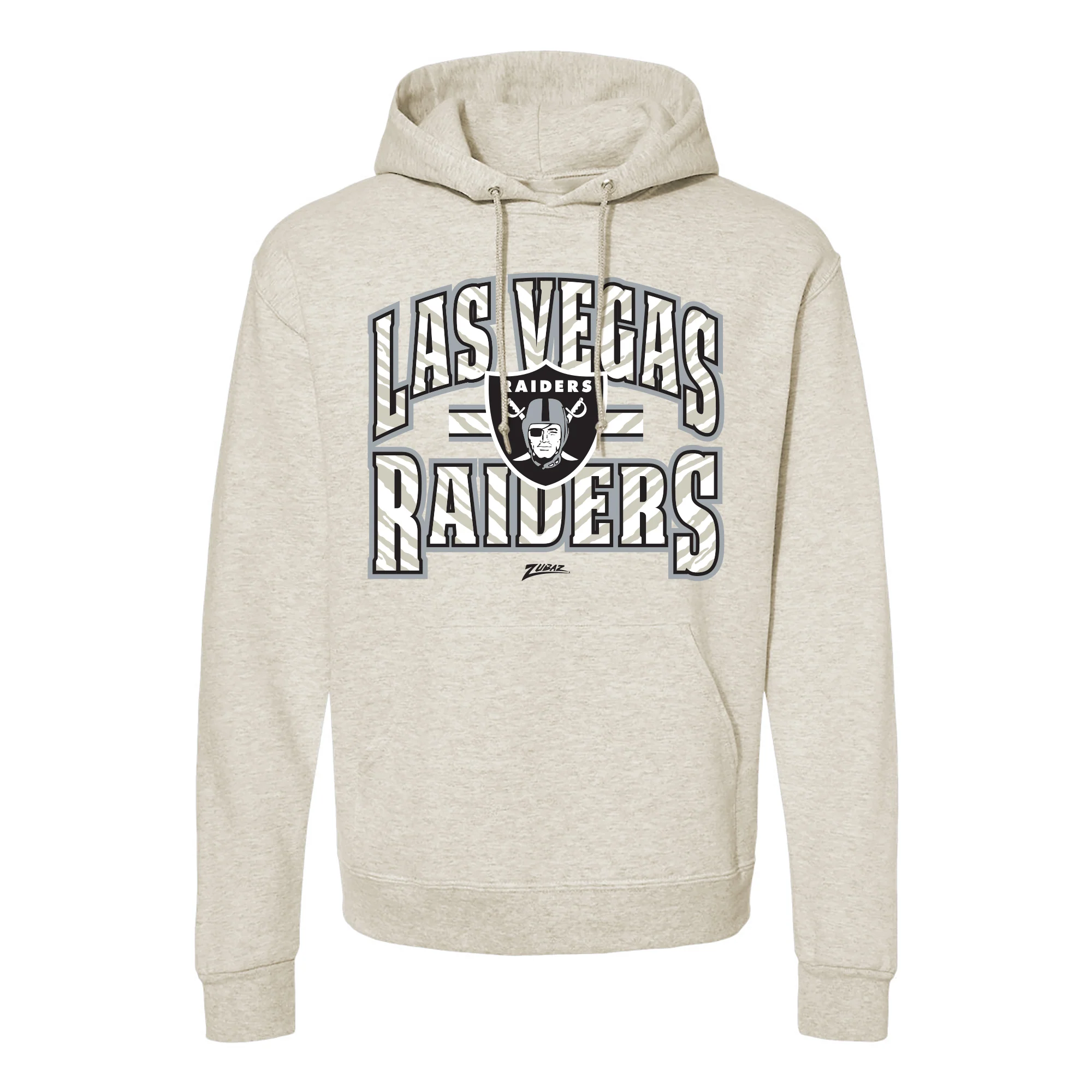 Zubaz NFL Las Vegas Raiders Unisex Pullover Fleece Hoodie for Adult Men and Women, Z2T Kickoff, Oatmeal Heather