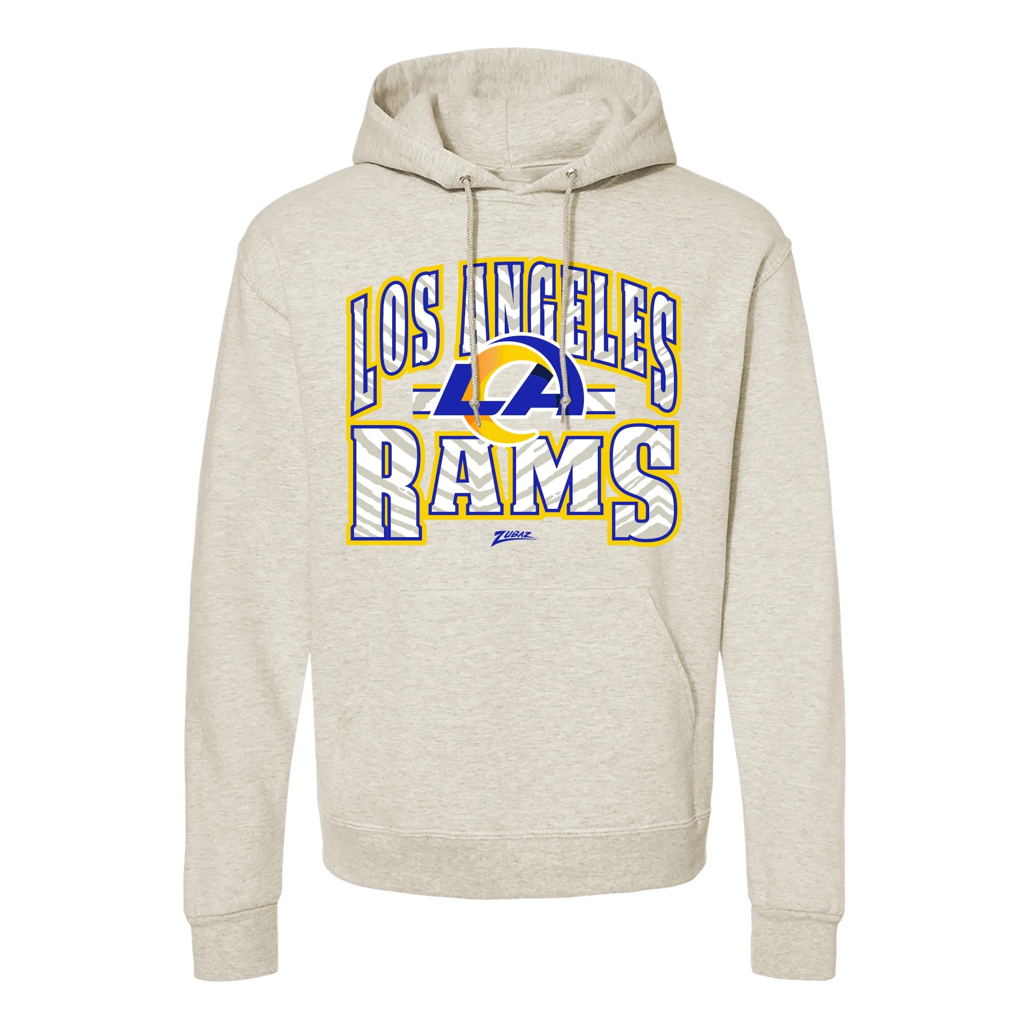 Zubaz NFL Los Angeles Rams Unisex Pullover Fleece Hoodie for Adult Men and Women, Z2T Kickoff, Oatmeal Heather