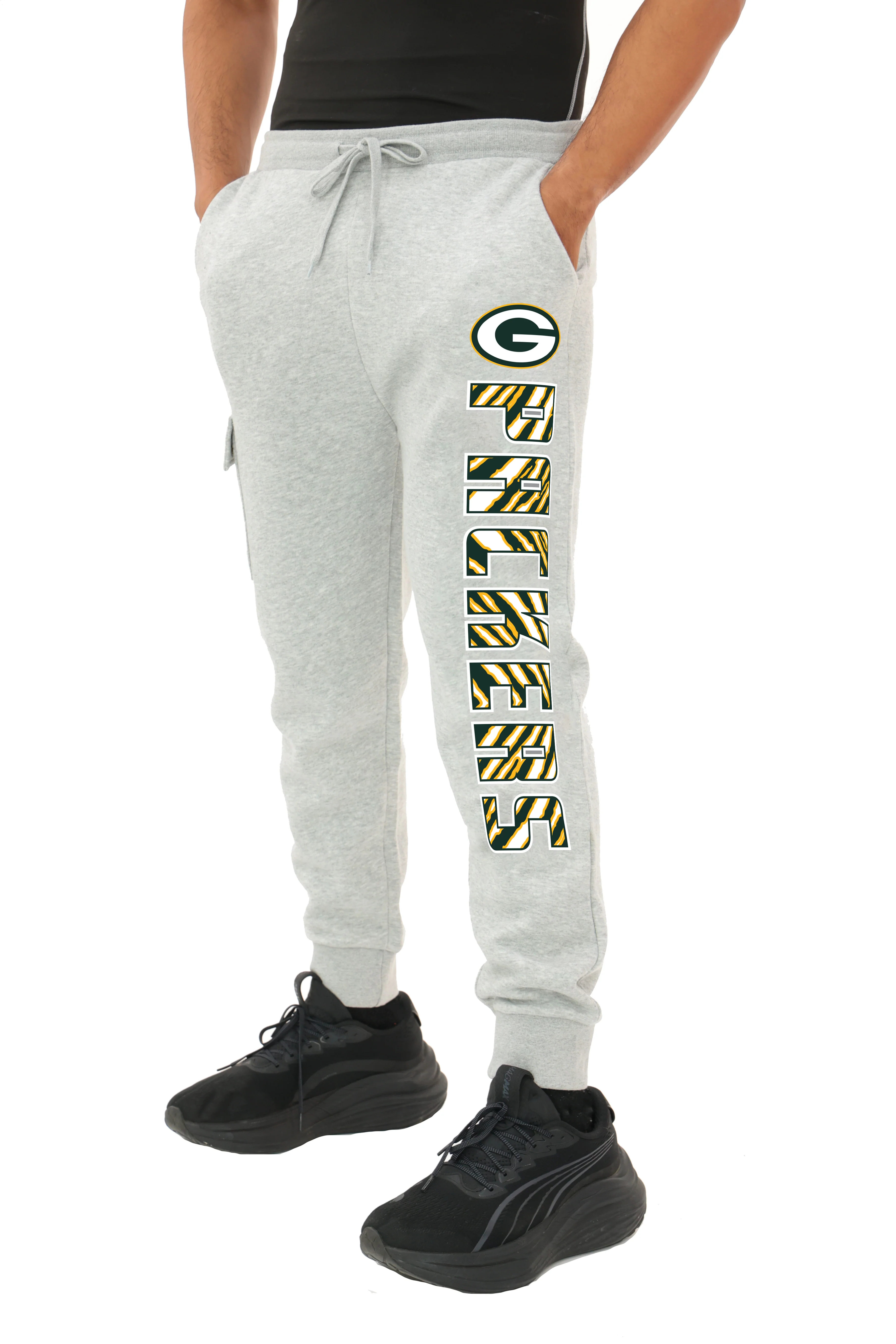 Zubaz NFL MEN Cargo Joggers - Gray, GREEN BAY PACKERS